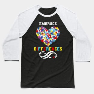 Autism Awareness Embrace Differences Baseball T-Shirt